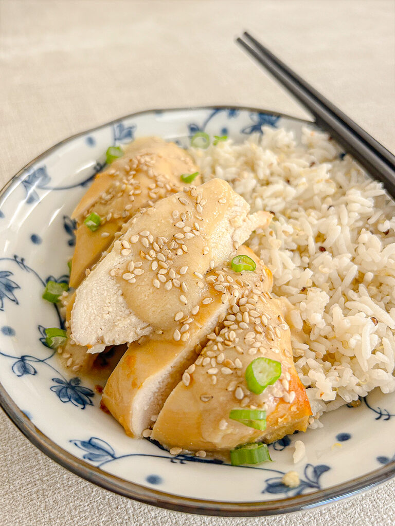 easy asian sweet miso chicken with rice